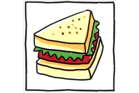 四步画出可爱简笔画 三明治