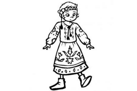 世界民族服饰简笔画 乌克兰小女孩简笔画图片