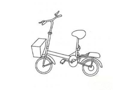 带菜篮的小轮自行车简笔画