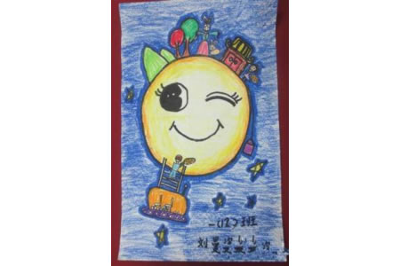 中秋节主题儿童画作品大全-我给嫦娥送月饼