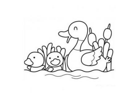 鸭妈妈和小鸭子简笔画