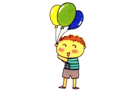 拿气球的小男孩简笔画