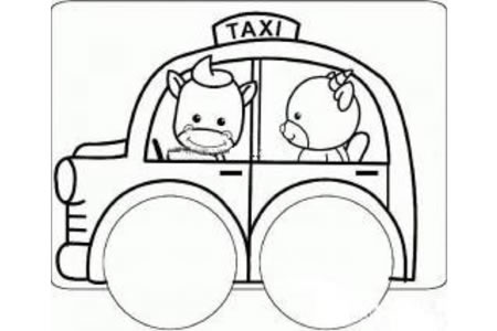 卡通出租车简笔画图片