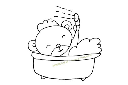 小熊洗澡简笔画图片