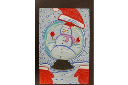 送你新年礼物 水晶球里的雪人绘画