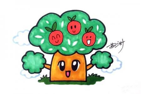 卡通苹果树怎么画