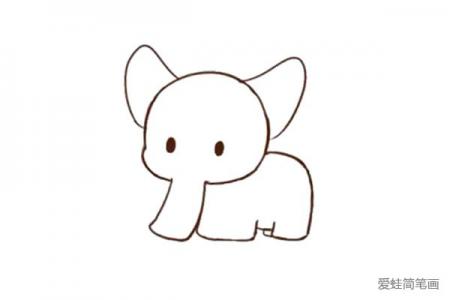 教你画可爱的大象简笔画