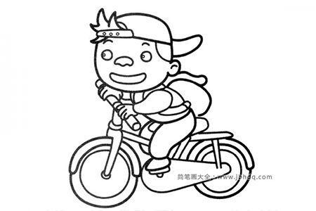 小男孩骑自行车简笔画图片