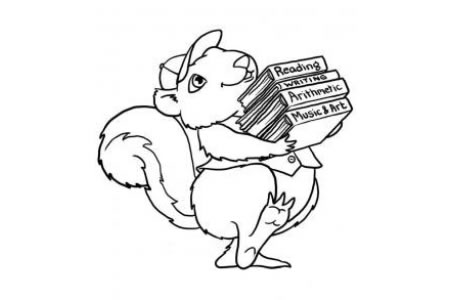抱着书的小松鼠简笔画图片