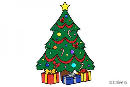 画一颗漂亮的圣诞树简笔画