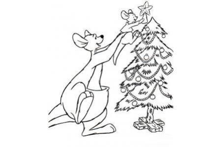 袋鼠在装饰圣诞树