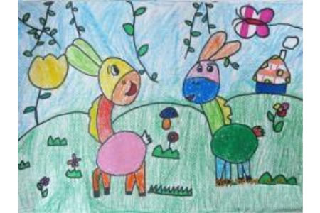 可爱的花毛驴儿童画画作品