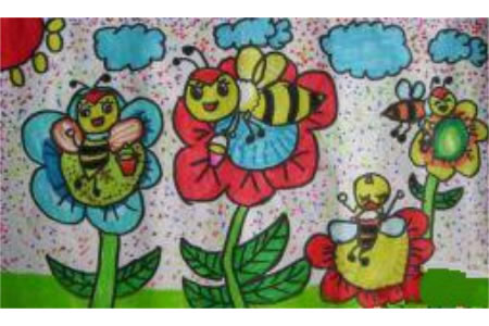 可爱的小蜜蜂水彩画