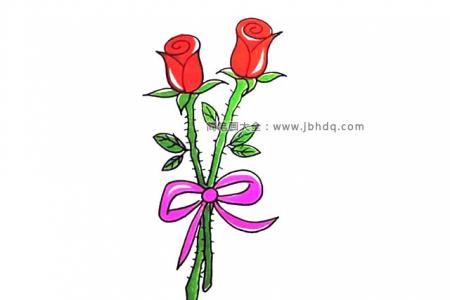 画一束漂亮的红玫瑰