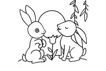 兔子简笔画大全 月光下的兔子简笔画