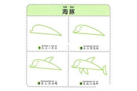 幼儿海洋生物简笔画教程之海豚