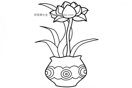 盆栽花朵简笔画图片