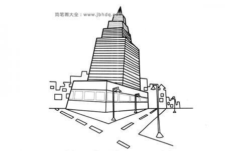 城市风景简笔画 高楼大厦