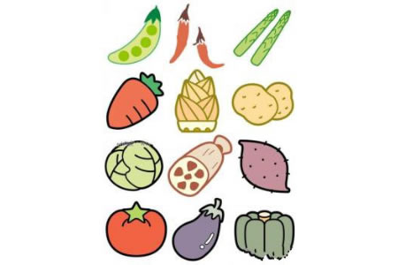 三张彩色蔬菜简笔画图片