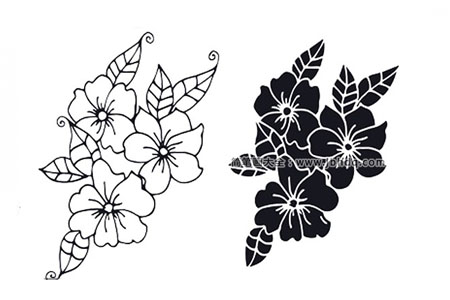 八张漂亮的黑白风格花朵简笔画图片