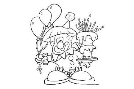 节日小丑和蛋糕