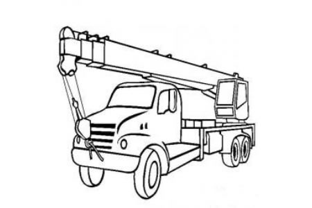 工程车图片 带随车起重机的卡车简笔画