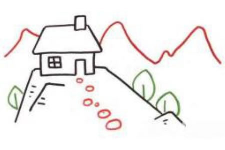 儿童学画画 山顶的房子