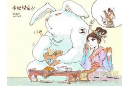 中秋节主题儿童画-嫦娥玉兔