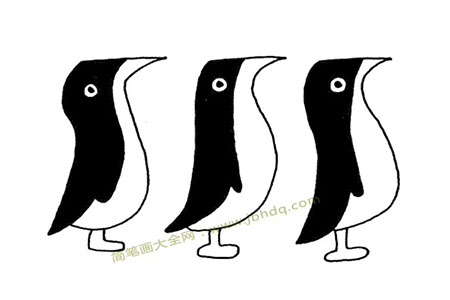 小企鹅排排队简笔画图片