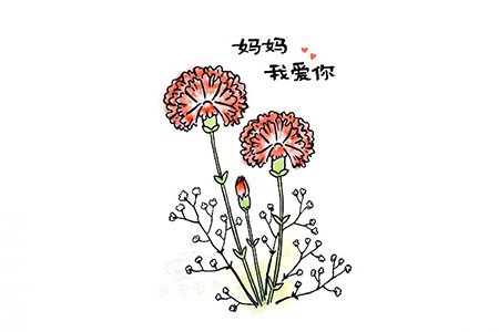 画一束漂亮的康乃馨简笔画