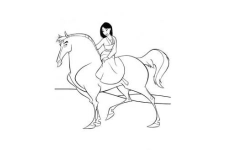 骑马的花木兰简笔画