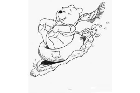 滑雪的维尼熊简笔画图片