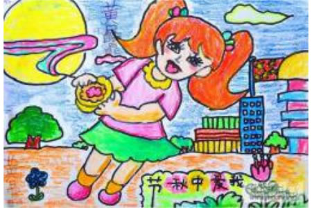 小学生中秋节绘画-送你美味的月饼