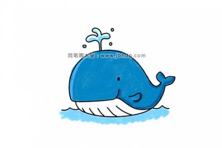 喷水的卡通鲸鱼简笔画