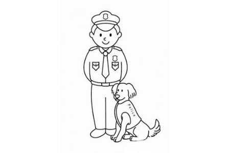 警察与警犬简笔画