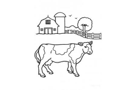 农场里的奶牛简笔画图片