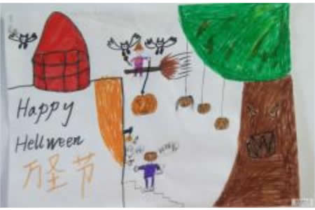 快乐的万圣节比赛儿童画优秀作品