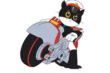 帅气的黑猫警长骑摩托