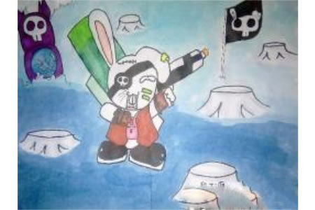 儿童画万圣节图片-小兔的万圣之夜