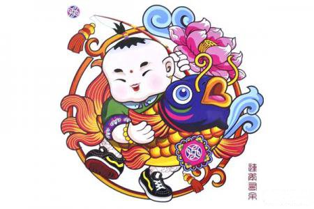 五张春节中国福娃插画图片