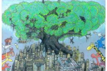 绿色社区关于植树节的图画展示