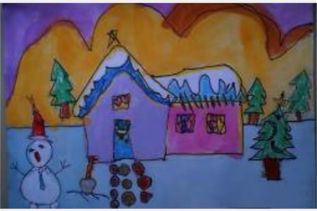 儿童画冬天的图画-冬天的景色