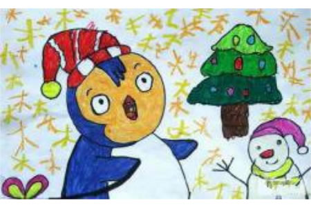圣诞节儿童画 南极的圣诞节