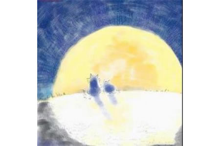 中秋节赏月儿童画-我们一起来赏月