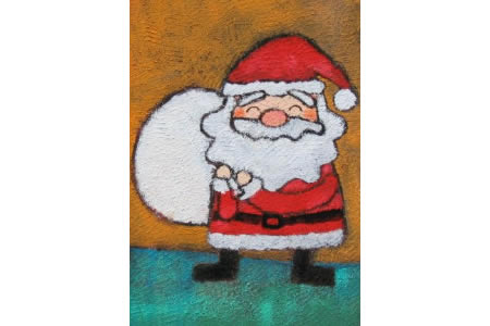 六一儿童节蜡笔画-慈祥的圣诞老人