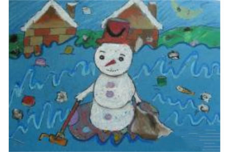 冬天的儿童画-会动的小雪人