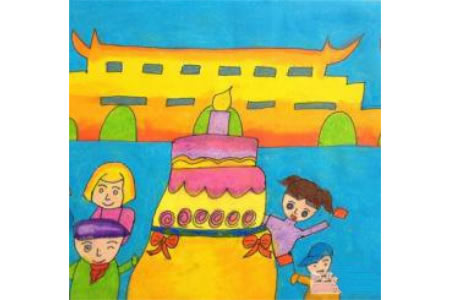 共庆祖国华诞，庆祝国庆节儿童画作品