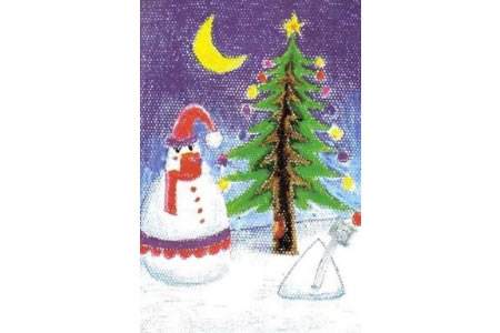 雪人与圣诞树儿童美术绘画作品大全