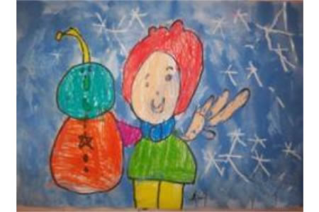 儿童画我眼中的冬天-不一样的小雪人