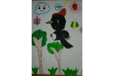 儿童画春天的小鸟